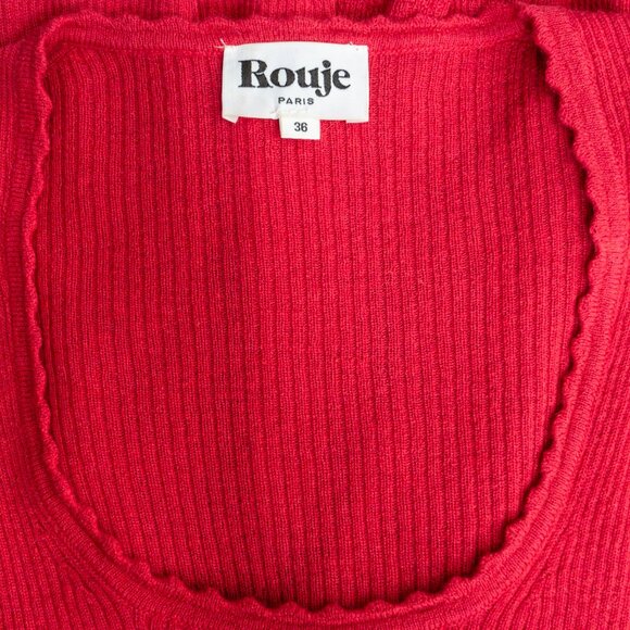 SOLD - Rouje Terry Alpaca Wool Red Knit Long Sleeve Top - FR 36 / US 4 / S - Picture 5 of 12